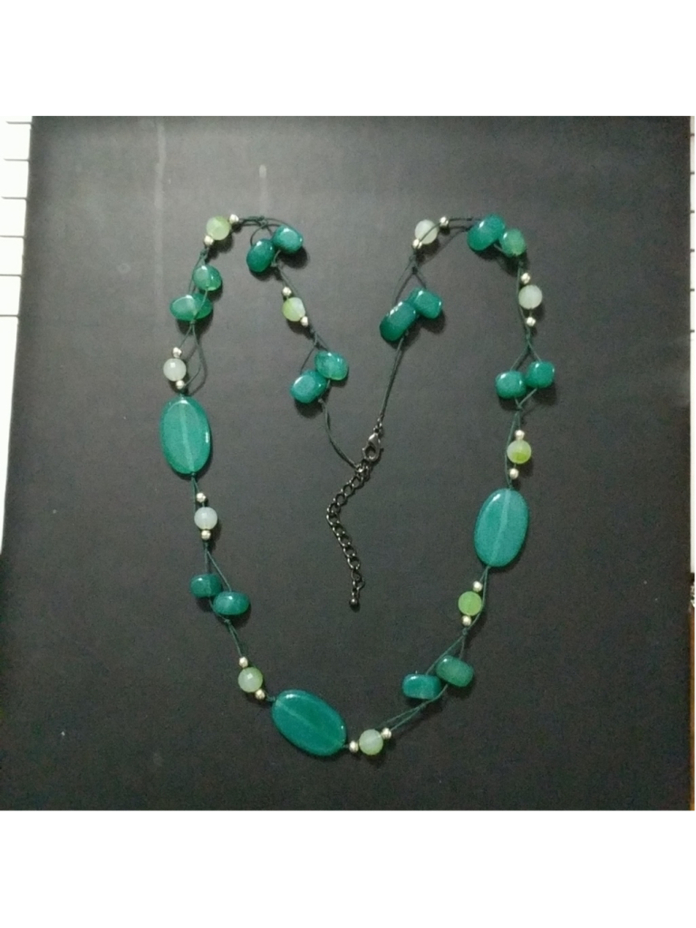 Green Aventurine Gemstone Beaded Long Statement Necklace
